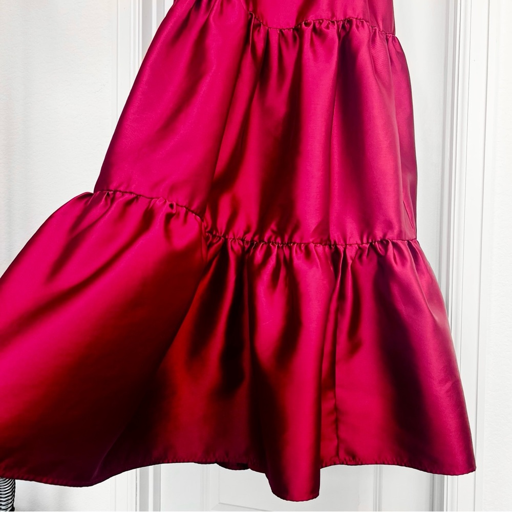 Hutch Harlo Bow Back Satin Tiered Maxi Dress Pink Magenta Formal Wedding 4 Small - Picture 10 of 15